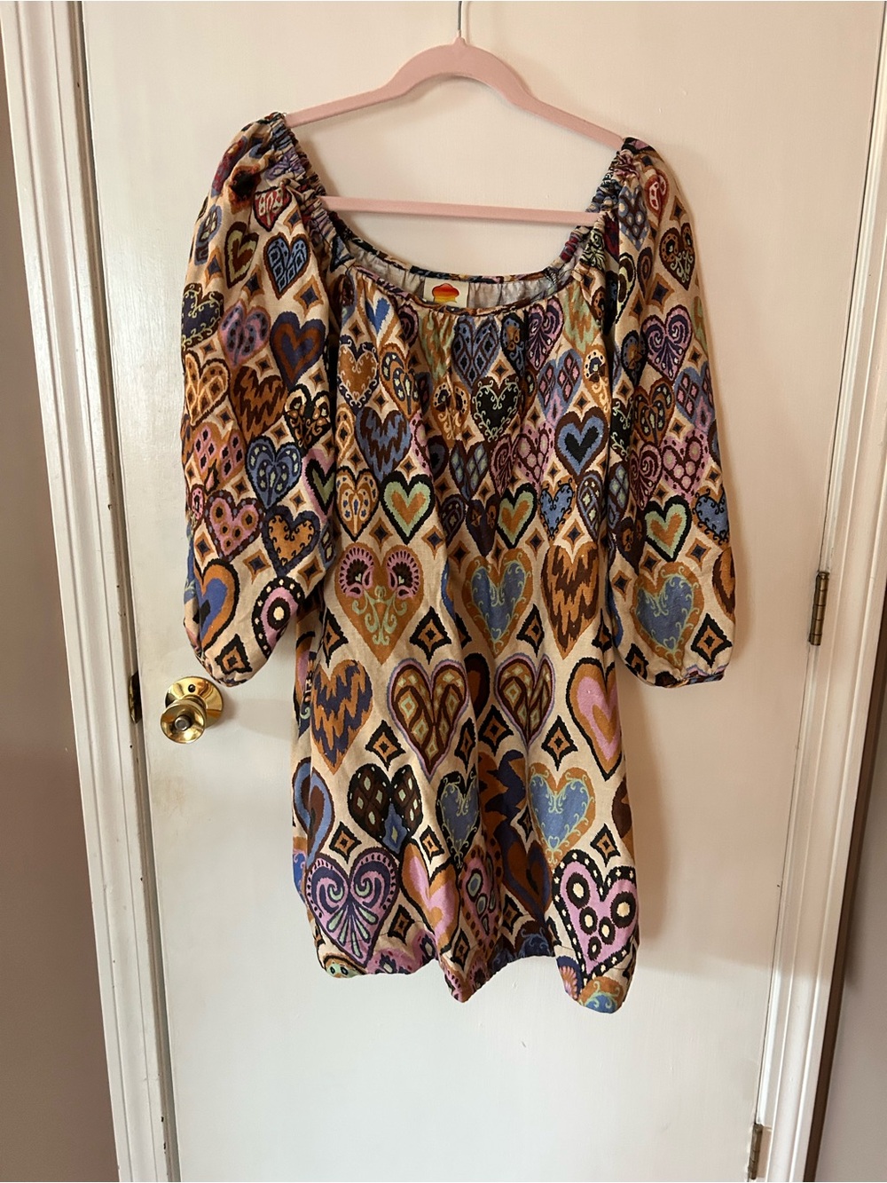 FARM Rio Multicolor Heart-Print Mini Dress